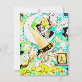 Fun Halloween Hexenkunst drucken Feiertagskarte