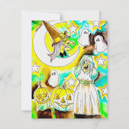 Fun Halloween Hexenkunst drucken Feiertagskarte (Vorderseite)
