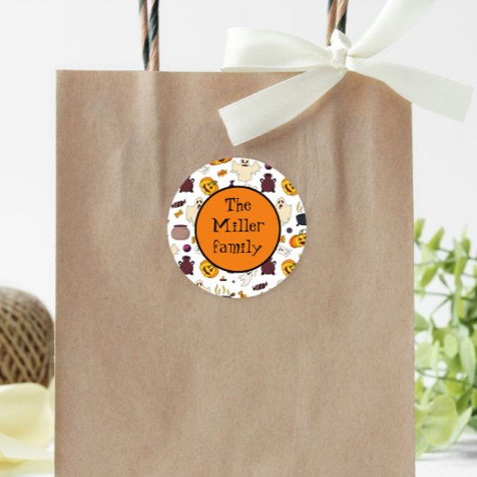 Fun Halloween Illustrations Personalisiert Monogra Runder Aufkleber