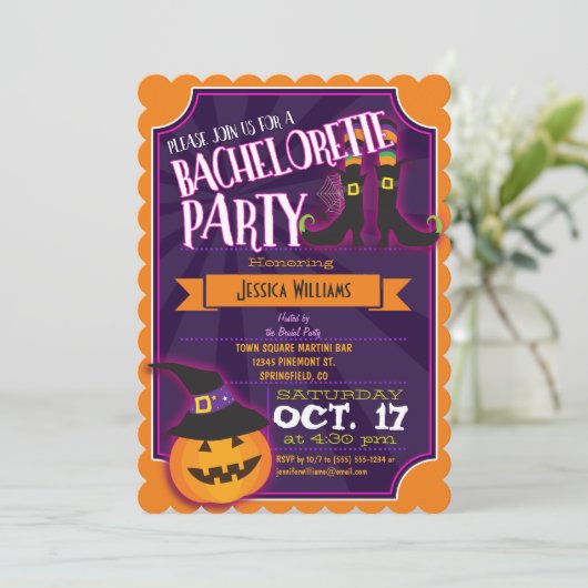 Fun Halloween Junggeselinnen-Abschied Einladung (Stehend Vorderseite)