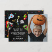 Fun Halloween Kindergeburtstag Party Foto Dankeskarte (Vorne/Hinten)