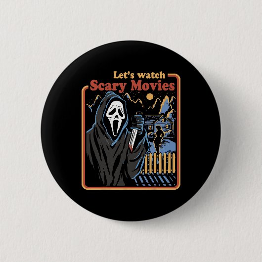 Fun Halloween Lass's Watch Horror Movies Ghost Button (Vorderseite)