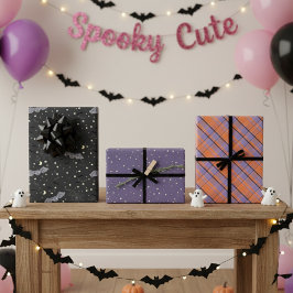 Fun Halloween Lila und Niedliche Girl Bats Geschenkpapier Set