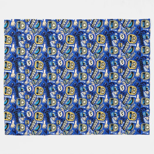 Fun Halloween Monster Pattern Fleecedecke (Vorderseite (Horizontal))