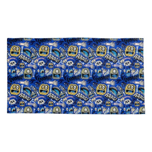 Fun Halloween Monster Pattern Kissenbezug (Rückseite)