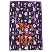 Fun Halloween Muster auf Trick oder Behandlung / Mittlere Geschenktüte (Vorderseite)