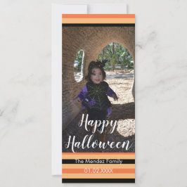 Fun Halloween Orange Black Foto Card Feiertagskarte