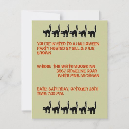 FUN HALLOWEEN-PARTY INVITATION ~ EZ TO CUSTOMIZE! EINLADUNG (Rückseite)