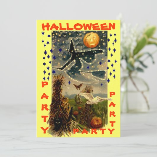 FUN HALLOWEEN-PARTY INVITATION ~ EZ TO CUSTOMIZE! EINLADUNG (Stehend Vorderseite)