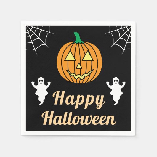 Fun Halloween-Party Niedlich Ghosts Pumpkin Spider Serviette (Vorderseite)