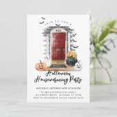 Fun Halloween Party Red Front Door Ankündigung (Stehend Vorderseite)