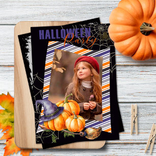 Fun Halloween-Party Schwarze Einladung mit Foto