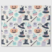 Fun Halloween Pastel Pattern Geschenkpapier (Flach)