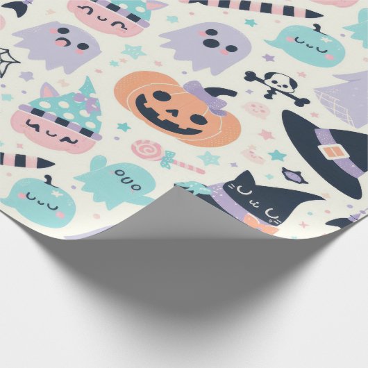 Fun Halloween Pastel Pattern Geschenkpapier (Ecke)