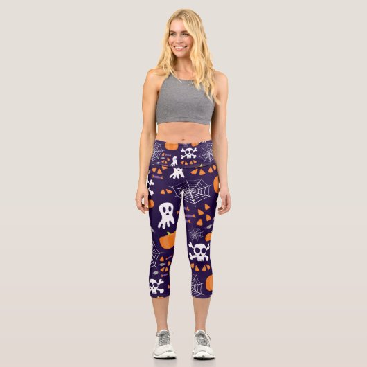 Fun Halloween Pattern Capri Leggings (Vorderseite)