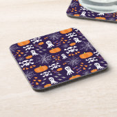 Fun Halloween Pattern Getränkeuntersetzer (Linke Seite)