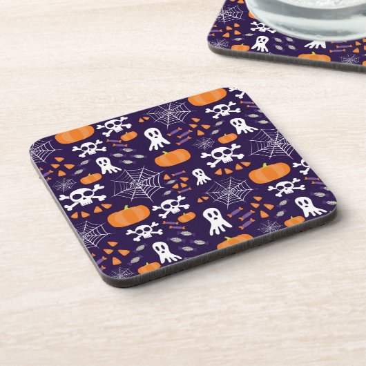 Fun Halloween Pattern Getränkeuntersetzer (Linke Seite)