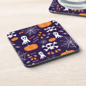 Fun Halloween Pattern Getränkeuntersetzer (Linke Seite)