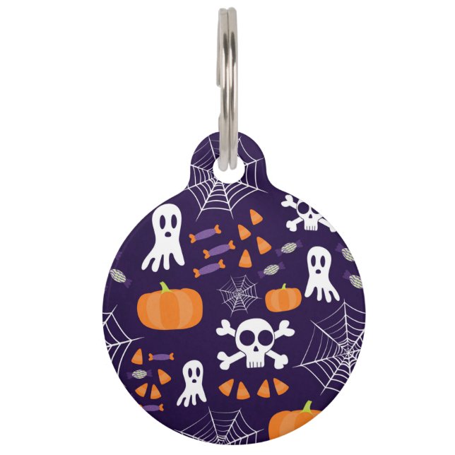Fun Halloween Pattern Haustiermarke (Vorderseite)