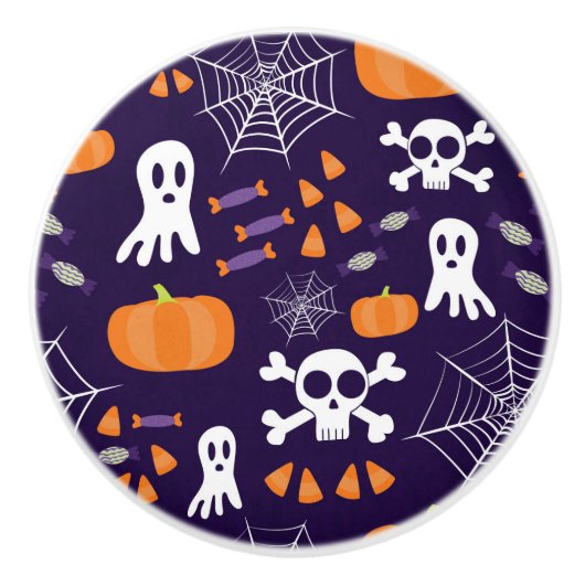 Fun Halloween Pattern Keramikknauf (Vorderseite)