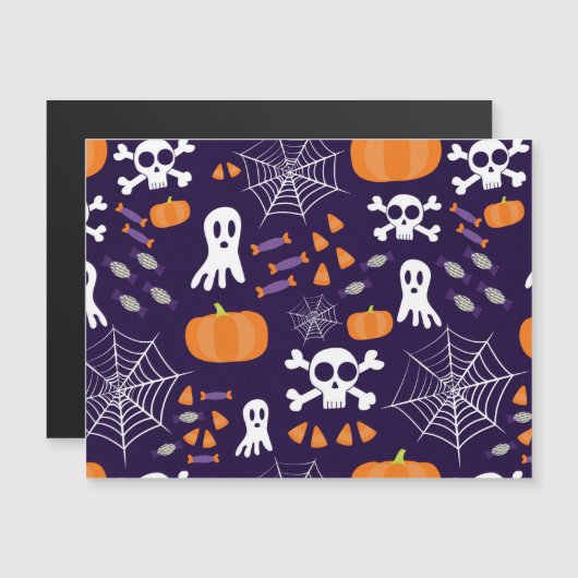 Fun Halloween Pattern Magnetkarte (Vorne/Hinten)