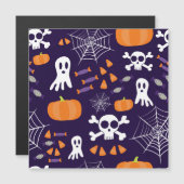 Fun Halloween Pattern Magnetkarte (Vorne/Hinten)