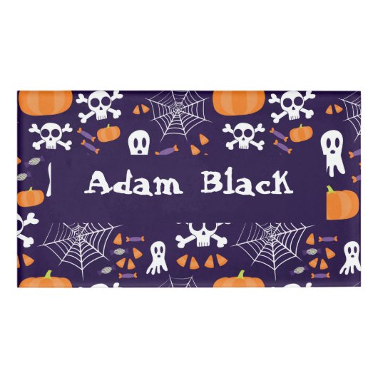 Fun Halloween Pattern Namenschild (Vorderseite)