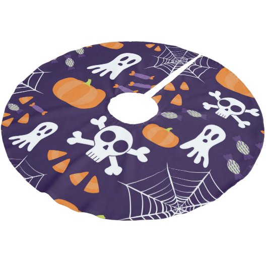 Fun Halloween Pattern Polyester Weihnachtsbaumdecke (Schrägansicht)