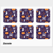 Fun Halloween Pattern Quadratischer Aufkleber (Blatt)