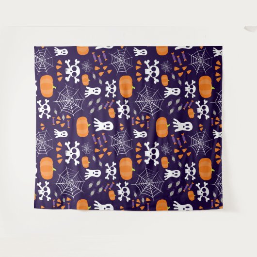Fun Halloween Pattern Wandteppich (Vorderseite (Horizontal))