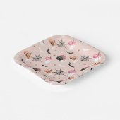 Fun Halloween Pink & Orange Pumpkin Spider Web Bat Pappteller (Gewinkelt)