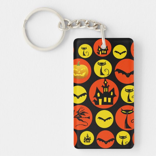 Fun Halloween Polka Dot Pattern Spuk Haus Schlüsselanhänger (Vorderseite)
