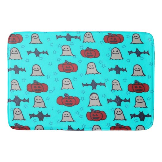 Fun Halloween Print on Blue Badematte (Vorderseite)