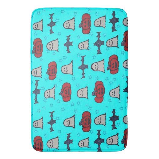 Fun Halloween Print on Blue Badematte (Vorderseite Vertikal)