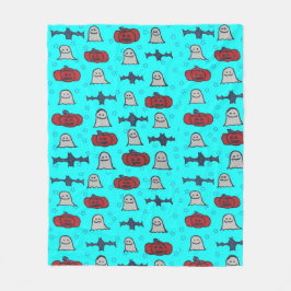 Fun Halloween Print on Blue Fleecedecke