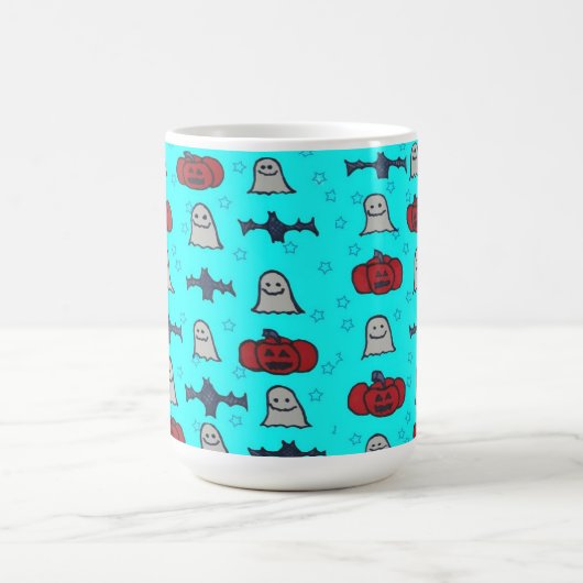 Fun Halloween Print on Blue Kaffeetasse (Mittel)