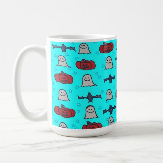 Fun Halloween Print on Blue Kaffeetasse (Links)