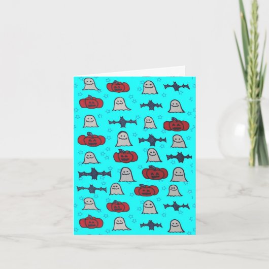 Fun Halloween Print on Blue Karte (Vorderseite)