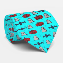 Fun Halloween Print on Blue Krawatte