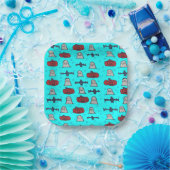 Fun Halloween Print on Blue Pappteller (Party)