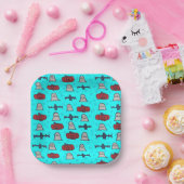 Fun Halloween Print on Blue Pappteller (Party)