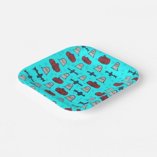 Fun Halloween Print on Blue Pappteller (Gewinkelt)