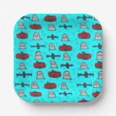 Fun Halloween Print on Blue Pappteller (Vorderseite)