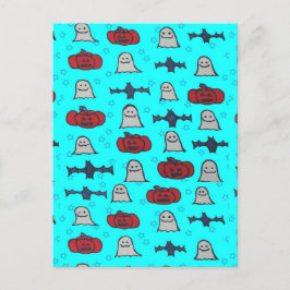 Fun Halloween Print on Blue Postkarte