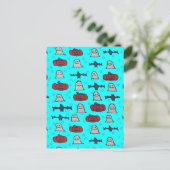 Fun Halloween Print on Blue Postkarte (Stehend Vorderseite)
