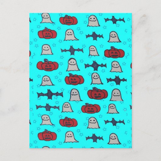 Fun Halloween Print on Blue Postkarte (Vorderseite)