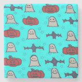 Fun Halloween Print on Blue Steinuntersetzer (Vorderseite)