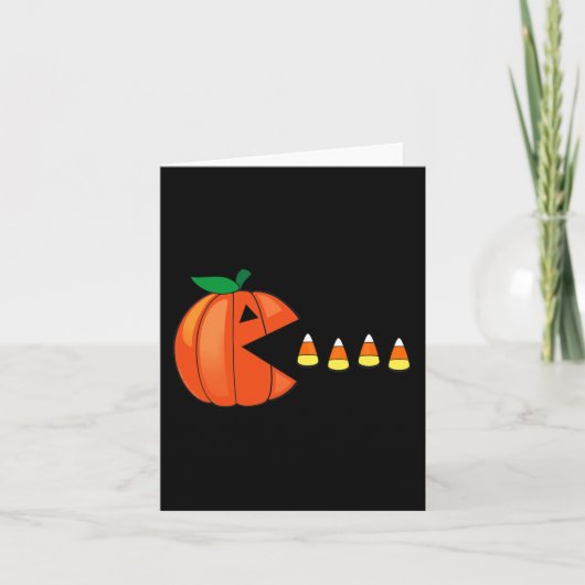 Fun Halloween Pumpkin Eating Candy Corn Karte (Vorderseite)