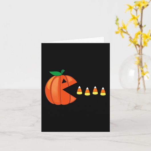 Fun Halloween Pumpkin Eating Candy Corn Karte (Gelbe Blume)