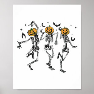 Fun Halloween Pumpkin tanzen Skeleton Kostüm Wom Poster